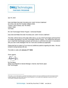 DELL TECHNOLOGIES AWARDS AUTHORIZED PARTNER CERTIFICATE TO DNG CORP